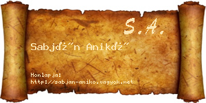 Sabján Anikó névjegykártya